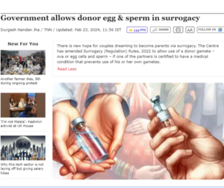 Egg donor / sperm Surrogacy in India allowed by Government.